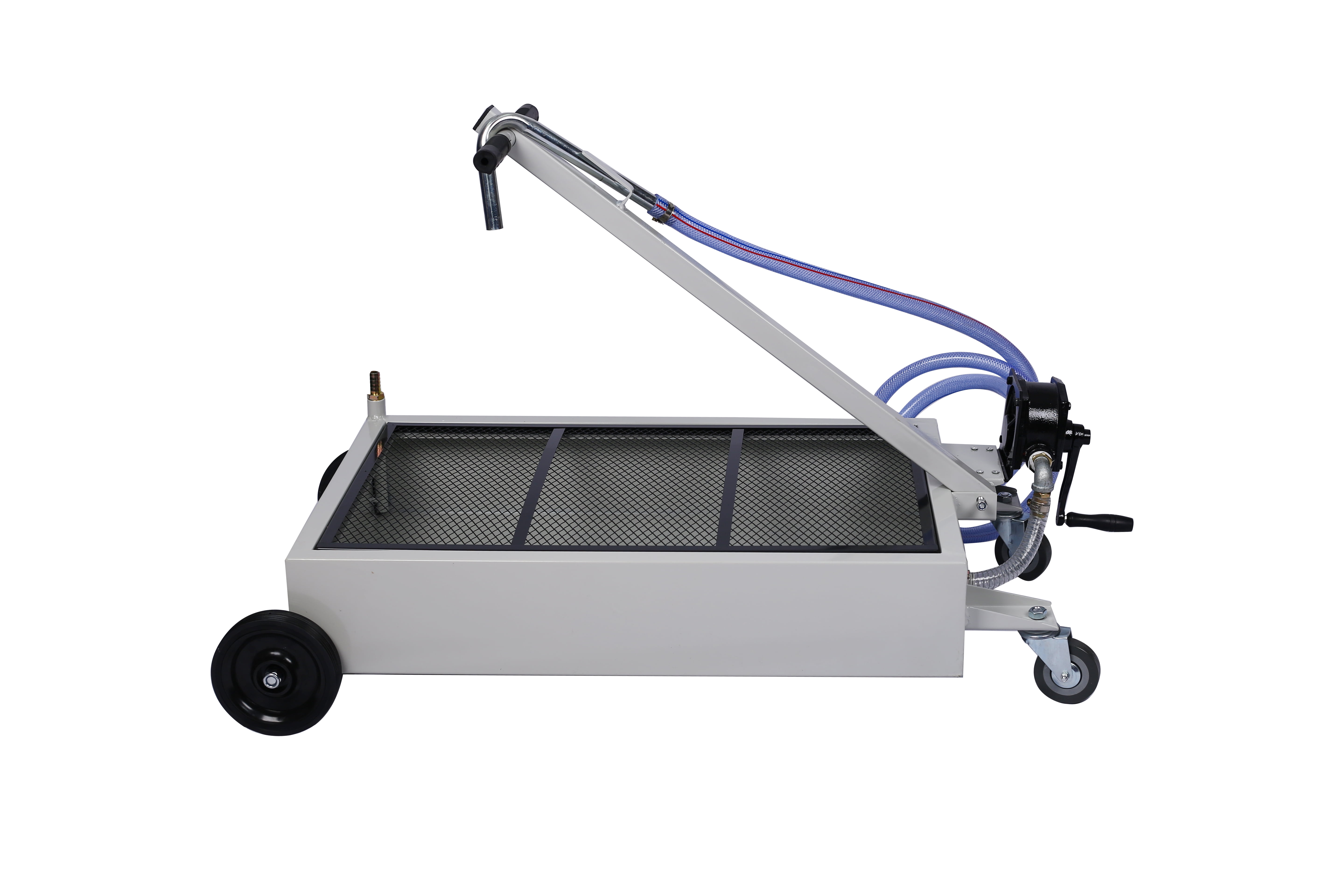 15-Gallon Oil Drain Pan, High-Impact Polypropylene, Manual Pump, Low-Profile Design