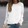 thumbnail image 1 of Kagetolytai Chandails pour Femmes Mode Décontractée Unie Manches Longues Col Rond Pull Haut Blouse Hoodies pour Femmes Blanc L, 1 of 5