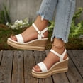 thumbnail image 2 of Dakaela Espadrille Wedge Sandals for Women Braided One Band Open Toe Summer Dressy Platform Sandal with Ankle Strap 2.95 Inch White Size 6.5, 2 of 9