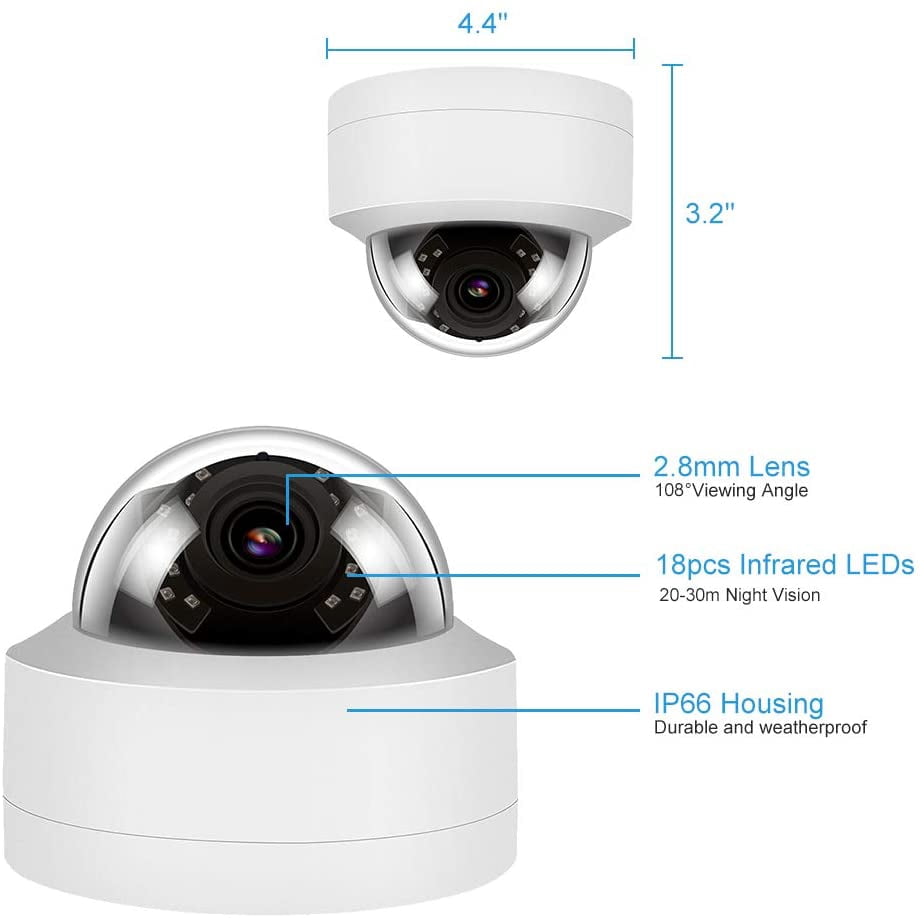 NDAA Compliant 16CH PoE Security Camera System, 16CH 4K H.265 NVR with 16pcs 5MP Wired IP PoE Dome Cameras IP Cameras for Indoor and Outdoor, 8TB Hard Drive Storage