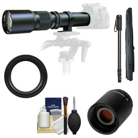 Samyang 500mm f/8.0 Telephoto Lens with 2x Teleconverter (=1000mm) + Monopod Kit for Nikon D3100, D3200, D5100, D7000, D700, D800, D4 Digital SLR