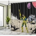 thumbnail image 4 of Ambesonne Alien Trip Shower Curtain, Sci-Fi Retro Comic Hero, 69"Wx70"L, Black Pale Sepia Yellow, 4 of 4