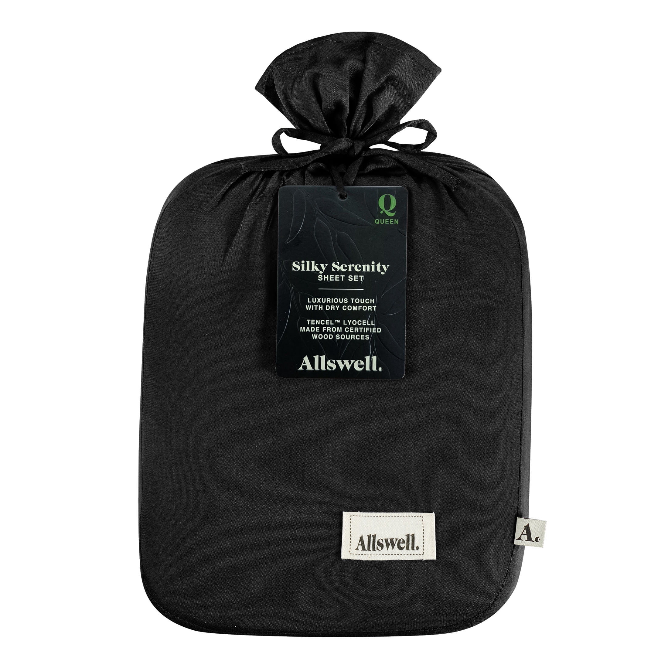 Allswell 4-Piece Soft & Silky Serenity 100% TENCEL™ Bed Sheets Set, Rich Black, Queen