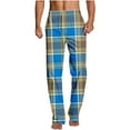 thumbnail image 2 of Puntoco Pantalones de pierna recta con diseño de estampado fino para dormir en casa para hombre Pantalones casuales para hombre, 2 of 5