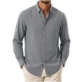 thumbnail image 2 of Men's Pinstripe Button down Shirt with Pocket - Long Sleeve Lapel Collar Top, Retro Button for Smart Casual Work and Weekend Outings, 2 of 6