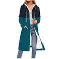 thumbnail image 1 of Wensltd Women's Long Jackets Zipper Hooded Sweatshirts Drawstring Long Sleeve Tops for Spring Fall, 1 of 5