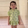thumbnail image 4 of HBGVBA Toddler Girls Summer 2 Piece Skirt Set,Print Short Sleeve T-Shirt and Skirt,1-9 Years Print Short Sleeve Top Skort Cute Set, 4 of 5