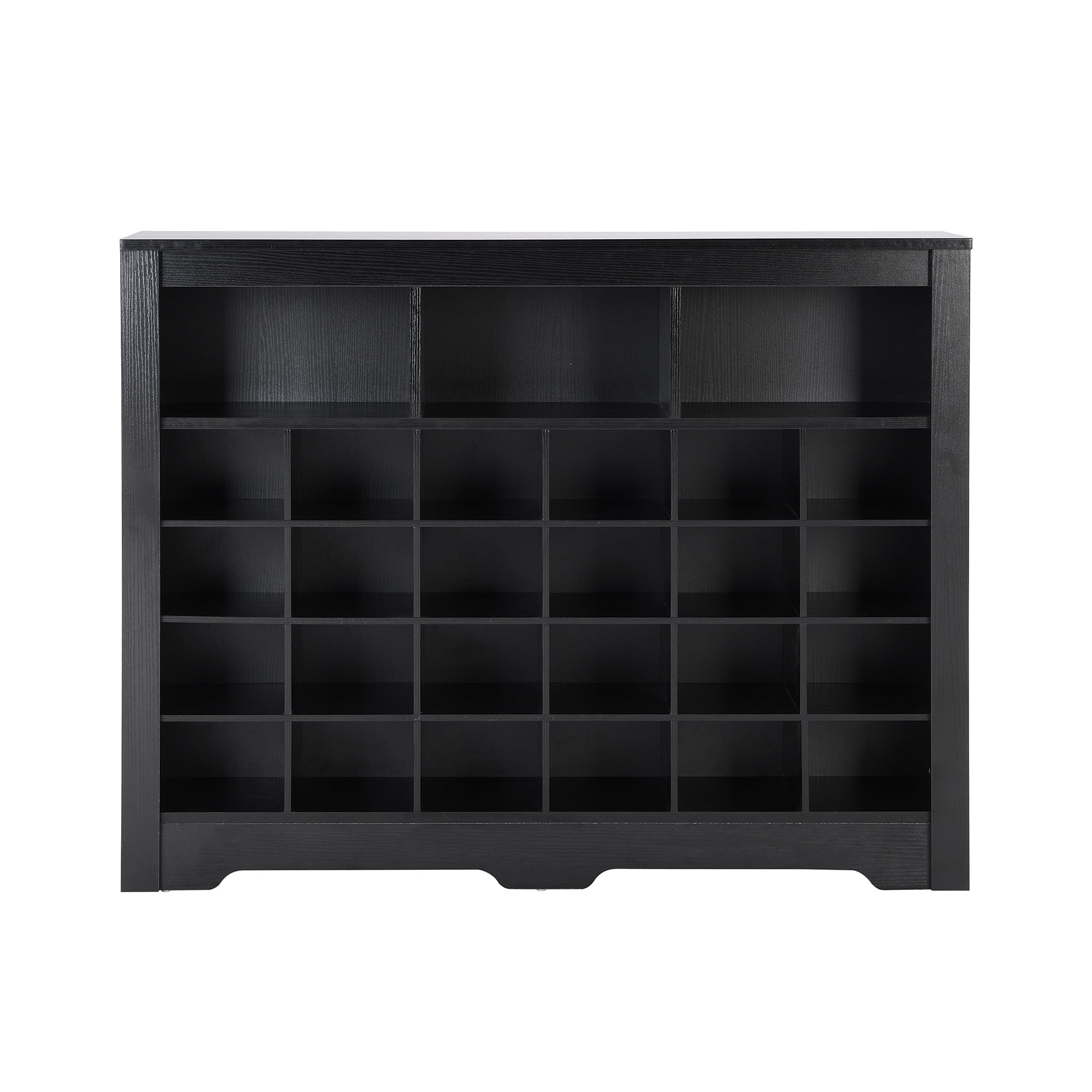 MAYEERTY Sleek Design 24 Shoe Cubby Console, Modern Shoe Cabinet with Curved Base, Versatile Sideboard with High-quality for Hallway, Bedroom, Living Room, Black