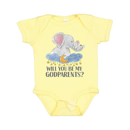 

Inktastic Will You Be My Godparents Cute Elephants Moon and Stars Gift Baby Boy or Baby Girl Bodysuit