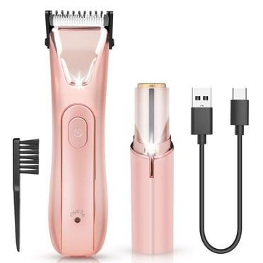 MichPong Bikini Trimmer Woman Clipper for Private Area Rechargeable w/ Light and Facial Hair Trimmer