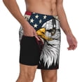 thumbnail image 2 of Logiee American Bald Eagle Print Men's Swim Trunk,Quick Dry Board Shorts ,Men's Swim Trunks with Compression Liner, Bathing Suits with Pockets-Medium, 2 of 6