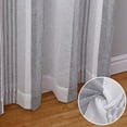 thumbnail image 4 of Cortinas transparentes de 137 cm de largo para sala de estar, dormitorio, baño, cortinas de gasa con ojales, cortinas de lino sintético a rayas, semicortinas, beige, 132 x 137 cm, 2 paneles, 4 of 8