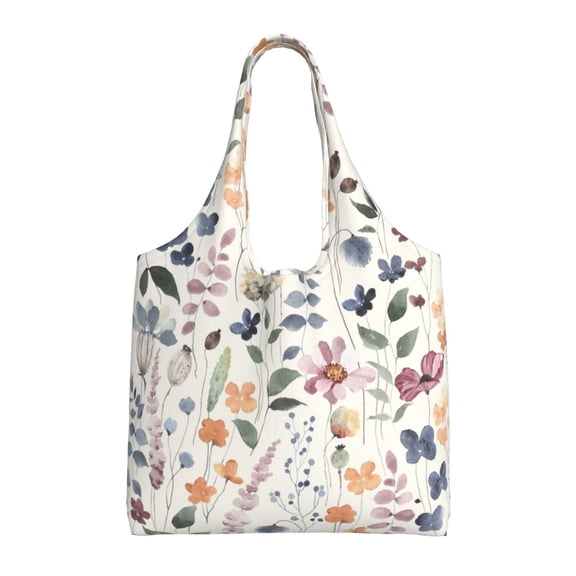 Vsdgher Watercolor Floral Print canvas Tote Bag, Lightweight Cloth Bags, Suitable for shopping, groceries, travel