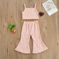 thumbnail image 3 of Gureui 2-6Years 2Pcs Toddler Girls Summer Clothes, Sleeveless Floral Print Crop Tank Tops + Flare Pants Outfits Set, 3 of 7