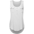 thumbnail image 1 of UDIYO Sexy Lady Solid Color Sleeveless Button Pocket Round Neck Irregular Hem Vest Top, 1 of 7