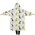 thumbnail image 2 of Oversized Wearable Blanket Hoodie,Dinosaur with Rrrr Pattern Sherpa Blanket Hoodie with Super Pockets,Super Warm Fuzzy Pullover for Women & Men, 2 of 6