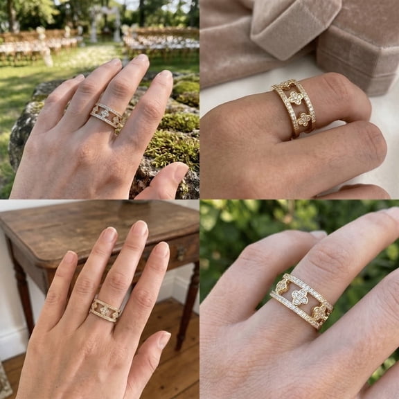 2Ct Round Cut Cubic Zirconia Women Engagement Band Ring 14K Rose Gold Plated Free Size