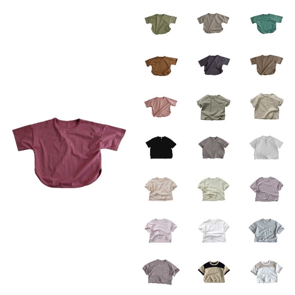 Toddler T Shirts Boys Girls Basic Tee Summer Casual Beach Holiday Red T-Shirts Crewneck Short Sleeve Shirts for Kids Undershirt Tops 2T