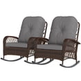 thumbnail image 1 of Set of 2 Outdoor Wicker Rattan Rocking Chairs with Thick Grey Cushions, Heavy-Duty Steel Frame Patio Rocker Set for Garden, Backyard, Porch and Conservatory, 29.5" W x 38.6" D, 1 of 7