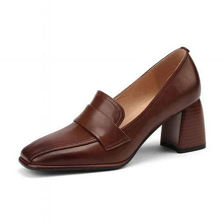 

Women Shoes LEISURE Women Slip-On Shallow Pumps Square Toe Heels Shoes Women Zapatos De Mujer