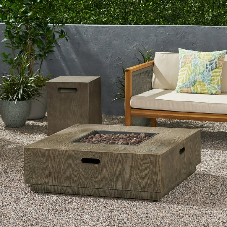 Jefferson Outdoor 40-Inch Square Fire Pit with Tank Holder, Concrete Jefferson Outdoor 40-Inch Square Fire Pit with Tank Holder, Concrete