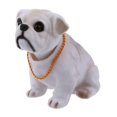 thumbnail image 1 of White Light Gray Shaking Head Nodding Bulldog Dog Decoration for Car, 1 of 5