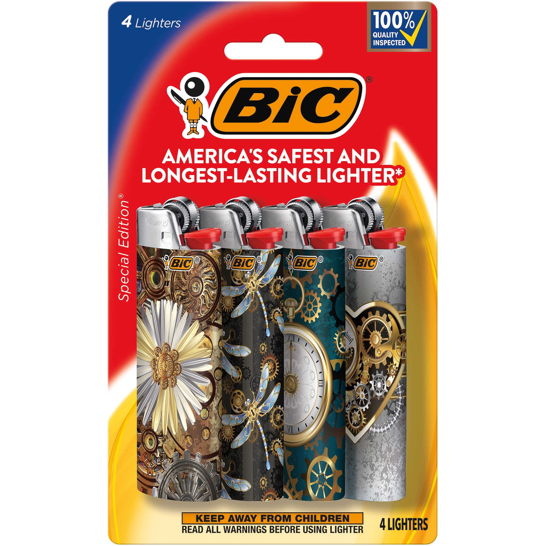 3 pack) Scripto Views, Adjustable Flame, Pocket Lighter, Multi