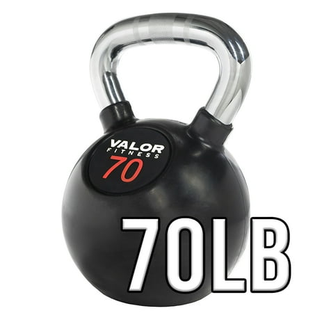 Valor Fitness 70 lb. Chrome Kettlebell - Full Body Strength Training Workout, Squats, Home Gym
