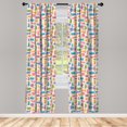 thumbnail image 3 of Ambesonne Cat Curtains, Animals Ornaments, Pair of 28"x63", Multicolor, 3 of 5