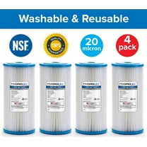 Hydronix SPC-45-1020 Whole House Pleated Sediment Water Filters 4.5" x 10" Reusable - 20 Micron, 4 Pack