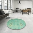 thumbnail image 3 of Ahgly Company Indoor Round Abstract AquaMarine Green Abstract Area Rugs, 3' Round, 3 of 6