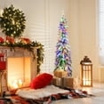 thumbnail image 1 of Gymax 5 FT Pre-Lit Artificial Christmas Tree Snow-Flocked Slim Pencil Christmas Tree, 1 of 10