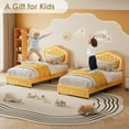 thumbnail image 3 of Twin Bed Frame with Storage & LED Light, Velvet Led Bed Frame with Headboard, No Box Spring Needed, Wooden Slats, Noise Free, Orange, 3 of 7