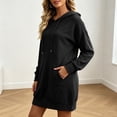 thumbnail image 6 of Helii Hoodie Dress Women Oversized Long Sleeve Sweatshirt Dress Mid Thigh Casual Pullover Hooded Tunic with Pockets Soft Comfy Loose Fall Winter Lounge Dress 8 Colors, 6 of 9