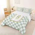 thumbnail image 2 of Feelyou Glitter Print Letter D Full Size Comforter Sets for Kids, Buffalo Checkered Bedding Sets for Bedroom, Green, Reversible, 3-Piece, 2 of 6