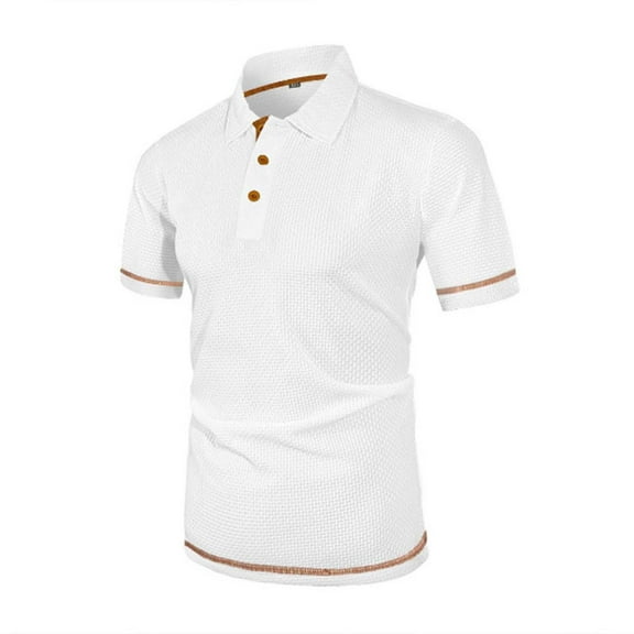 hotojiny Golf Shirts for Men Classic Work Office Short Sleeve Summer Top Comfortable Button Collar Business Shirt