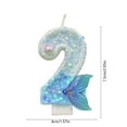 thumbnail image 3 of zhmrfg Blue Mermaid Tail Birthday Candle Number Shaped Wax Cake Topper Decorative Candle For Kids Birthday Party Anniversary Celebration Supply Creative Ocean Theme Holiday Gift Cake Decor, 3 of 6