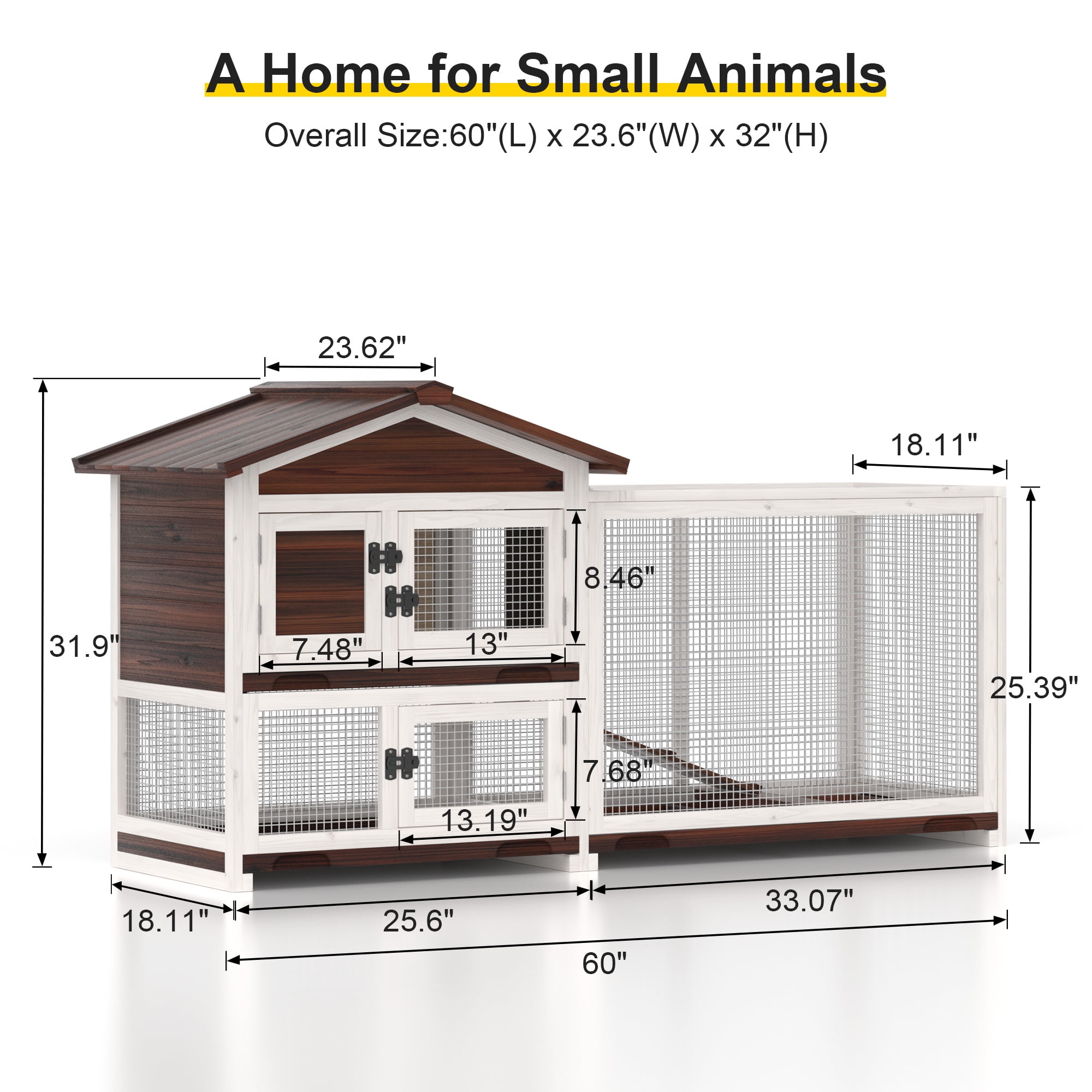 Outdoor GOOJOASIS Chicken Coop Indoor Rabbit Hutch with 3 Removable Tray 2 Story Rabbit House