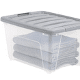 thumbnail image 2 of Plastic Storage Containers with Secure Latching Lids, Stackable Organization Bins, 32 Quart, Set of 6, Clear/Grey, 2 of 6