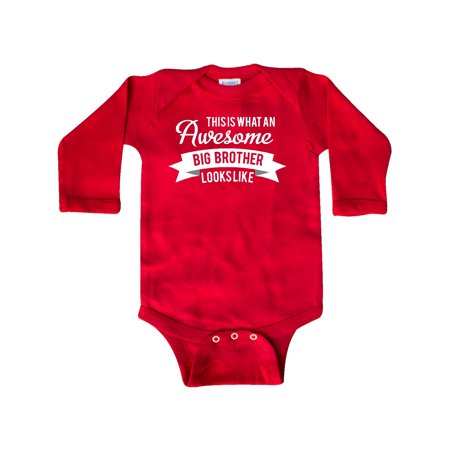 

Inktastic This is What an Awesome Big Brother Looks Like in White Gift Baby Boy Long Sleeve Bodysuit