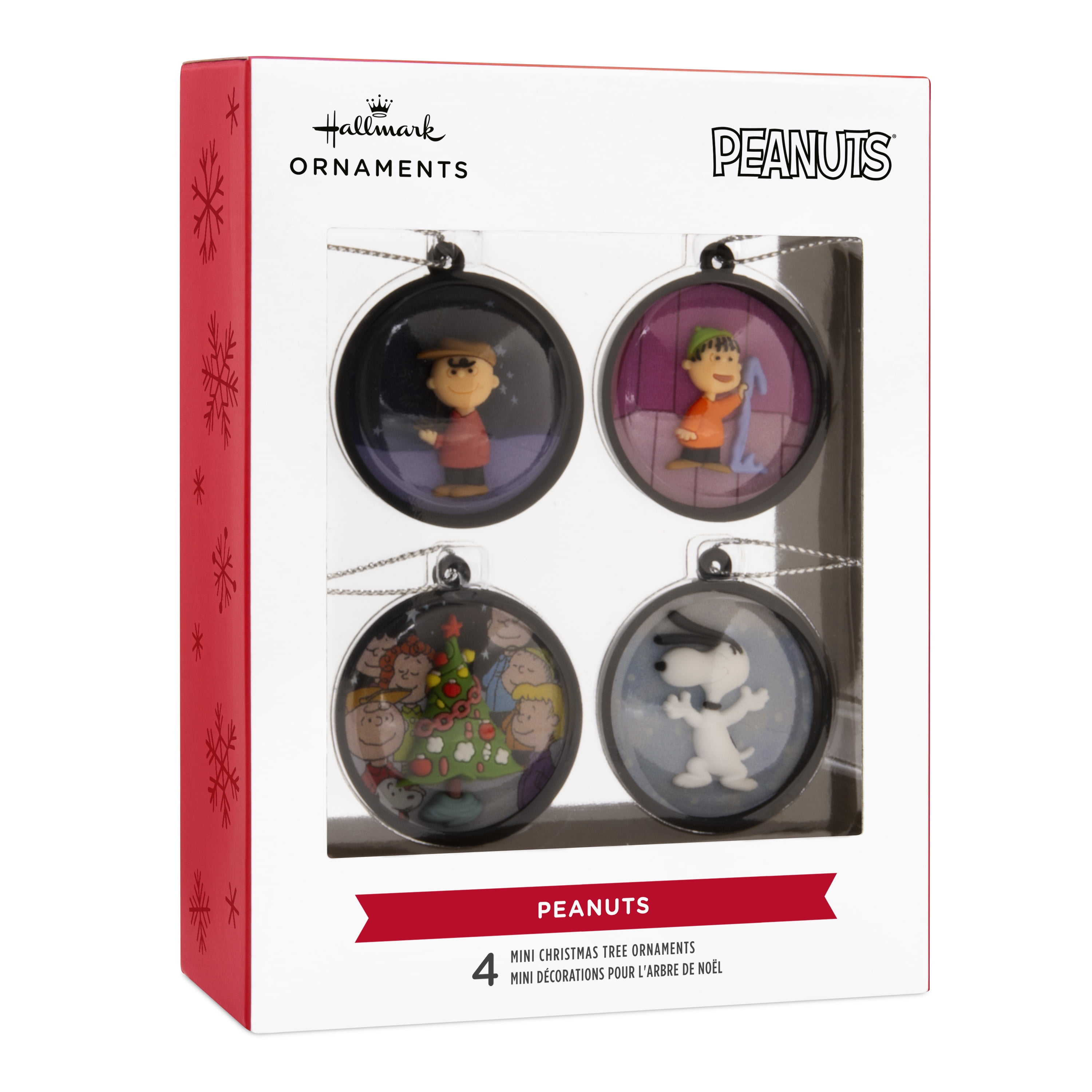 Hallmark Peanuts Scenes Mini Christmas Ornaments, Shatterproof, Set of 4