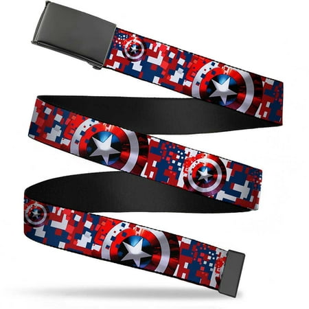 Marvel Avengers Blank Black Buckle Captain America Shield Digital Web Belt