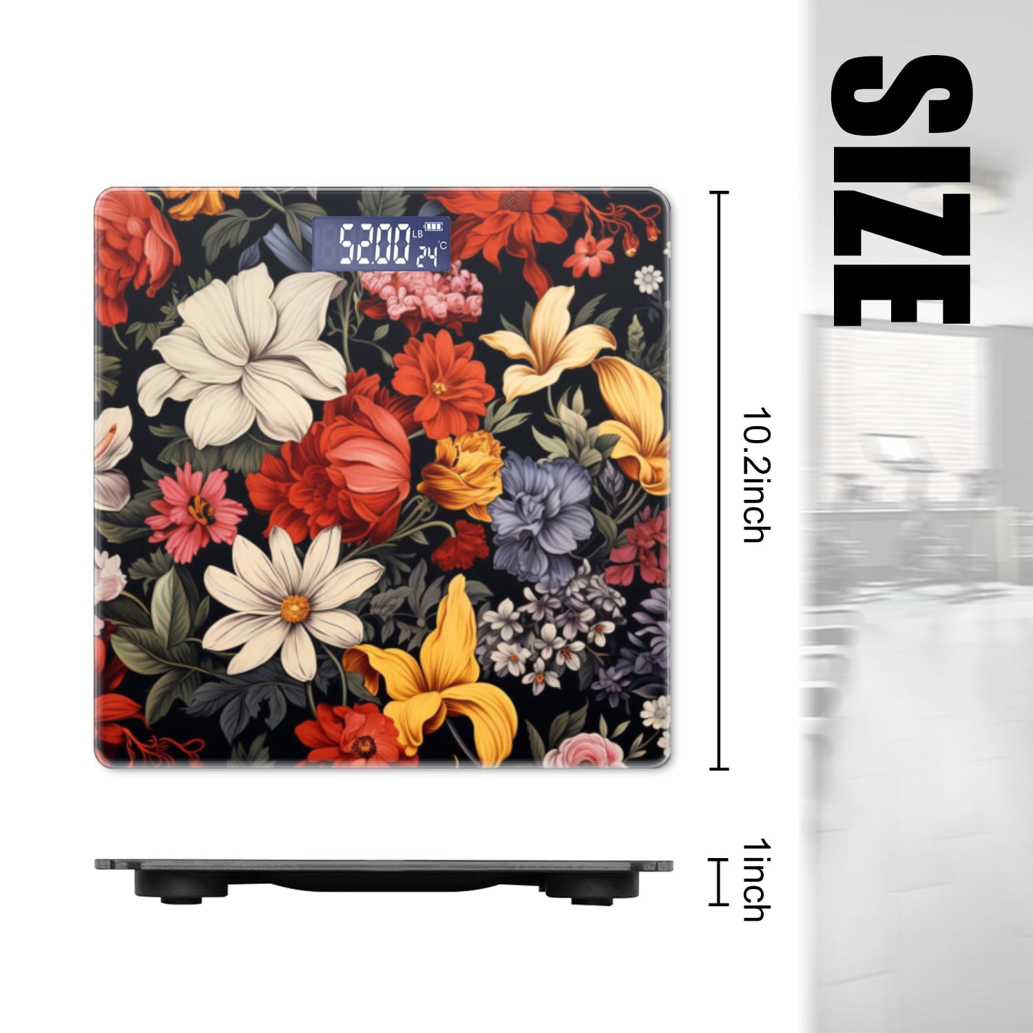 Bathroom Scale, Highly Accurate Digital Body Scale,Precisely Measures Weight up to 400 lbs-Various Sizes And Shapes Flowers