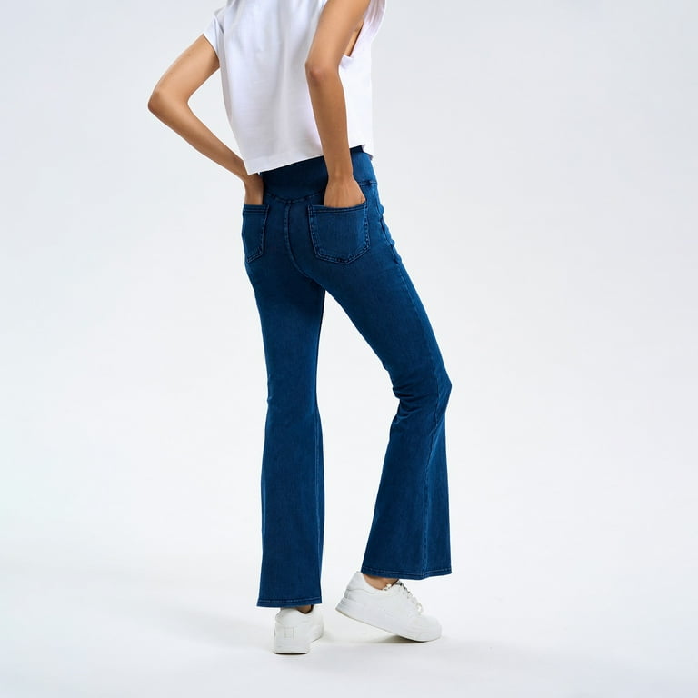 Xyxonk Flare Jeans for Women's Crossover High Waisted Pull
