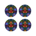 thumbnail image 2 of Kll Round Shape Drink Coasters Set Of 4,Pu Leather Absorbent Coasters Set Decorative Coffee Cup Coasters Housewarming Gift For Home Decor-Colorful Floral, 2 of 9
