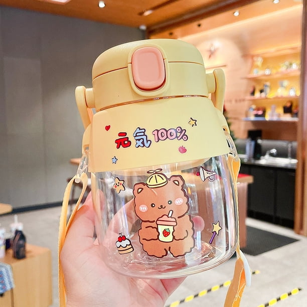 900ml Kawaii Bubble Tea Straw Water Bottle For Girls Kids Summer Cute ...