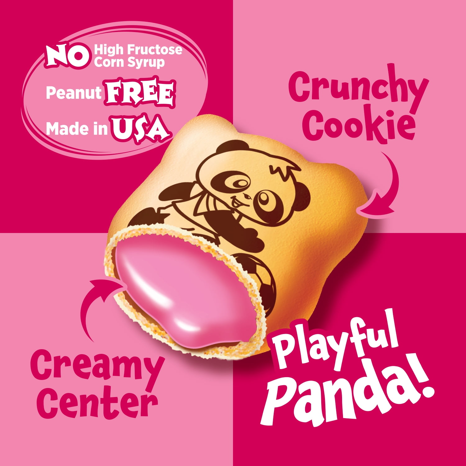 Meiji Hello Panda Strawberry Crème Cookies, Bite-Sized Kids Snack, 7oz Resealable Pouch