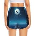 thumbnail image 2 of Lsque Night Sky Moon Dolphin Printed Women's Running Shorts with Liner Pockets,Elastic Quick Dry Workout Athletic Gym Yoga Shorts,Womens High Waist Shorts-X-Large, 2 of 9