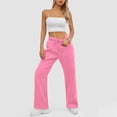 thumbnail image 4 of Womens Sweatpants 2025 Fall Baggy Wide Leg Sweatpant Fleece Lined Straight Leg Sweat Pants Pink S, 4 of 4