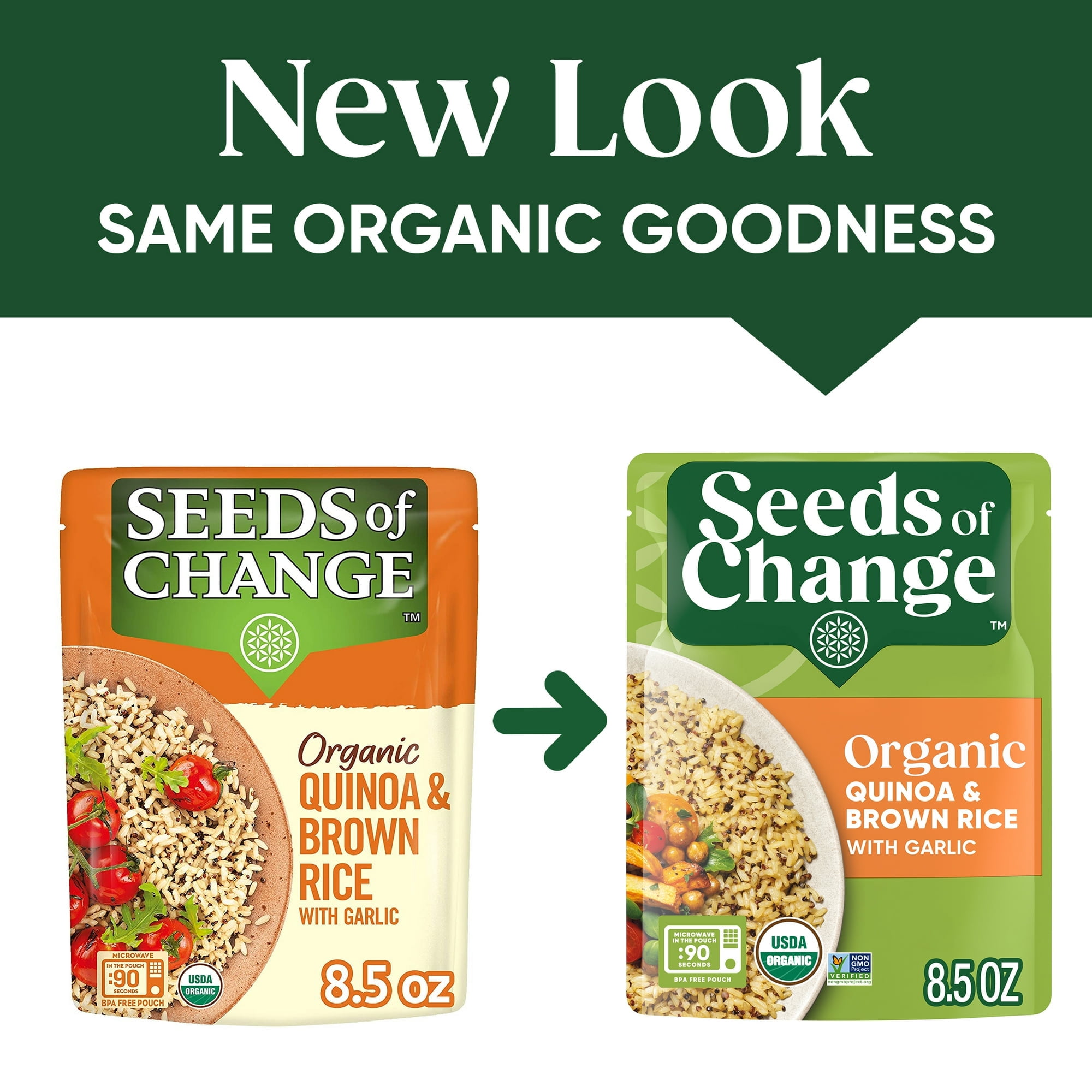 Seeds of Change Organic Quinoa & Brown Rice with Garlic 8.5 Ounces (Pack of 4)